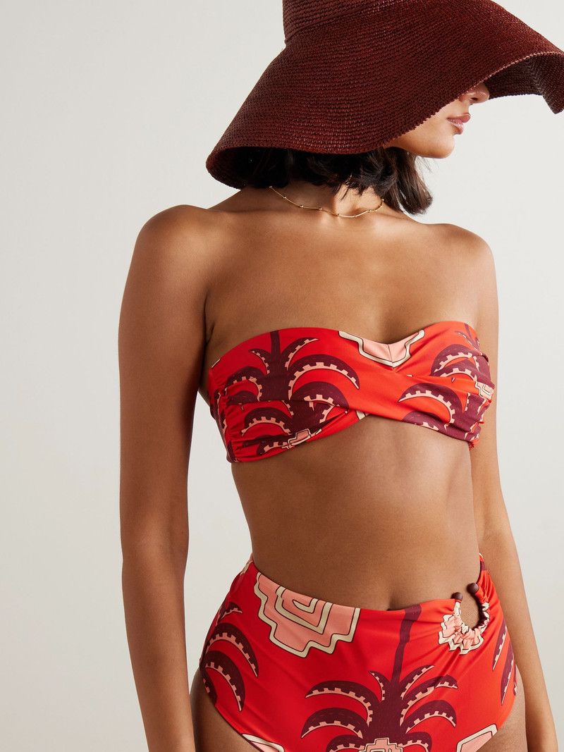 Johanna Ortiz Sea Sprite strapless twist-front recycled bikini top Red outlook