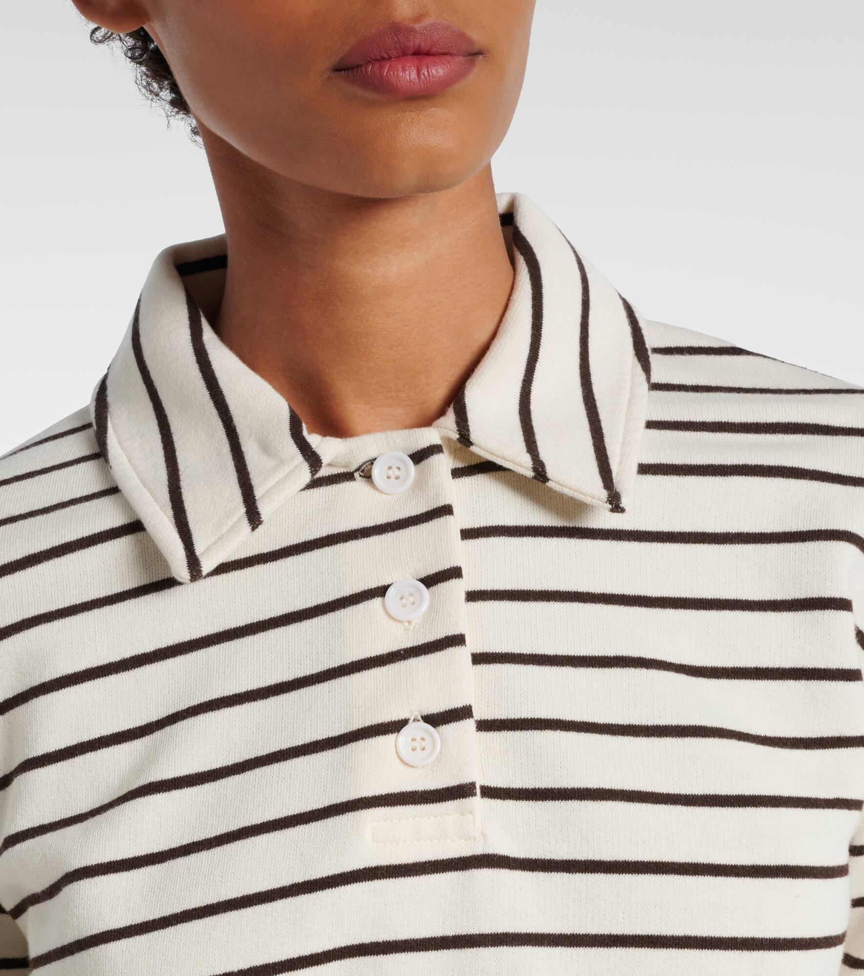 Cropped striped cotton polo sweater - 4