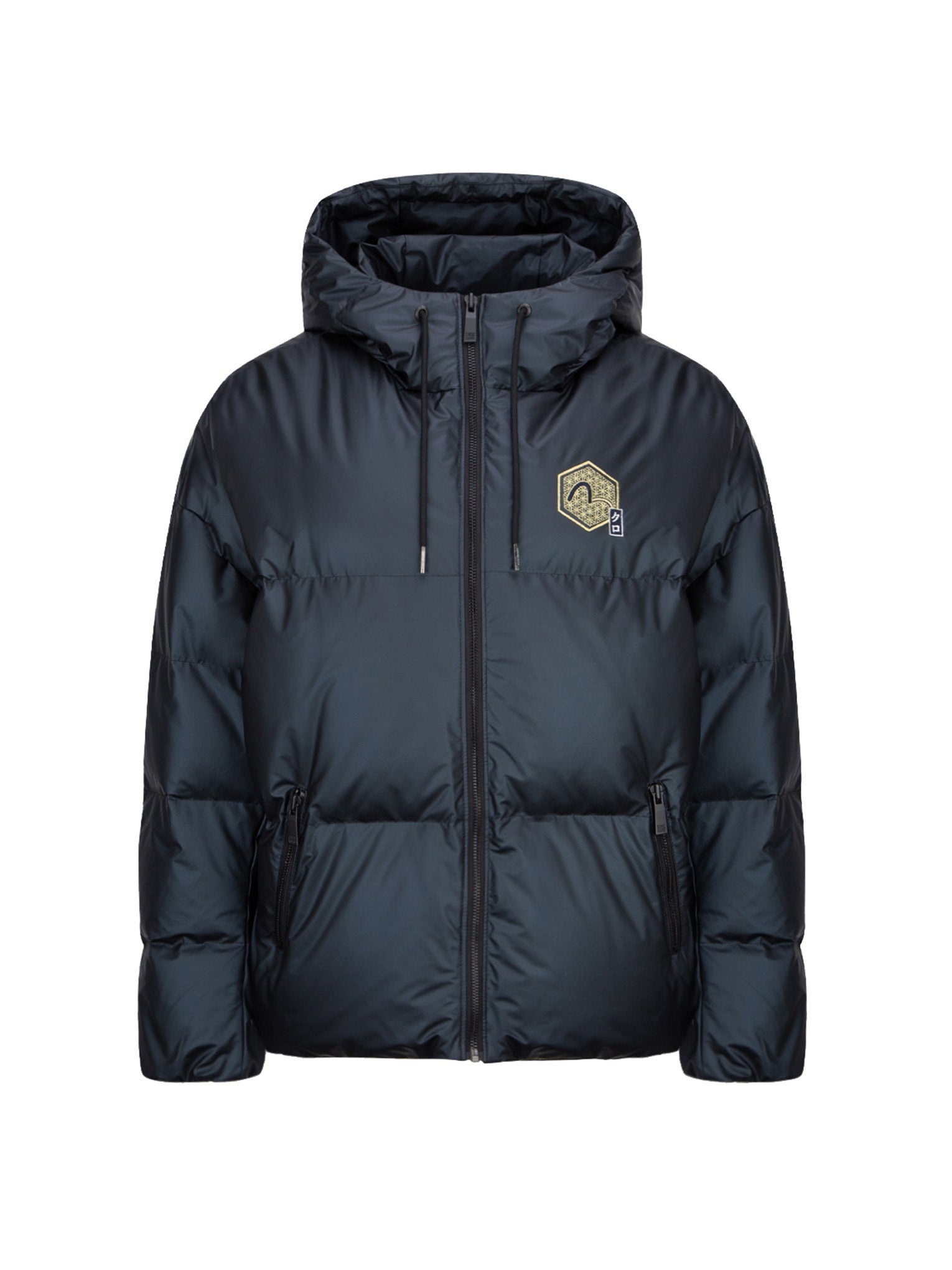 Brocade-pattern Seagull Embroidered Puffer Down Jacket - 14