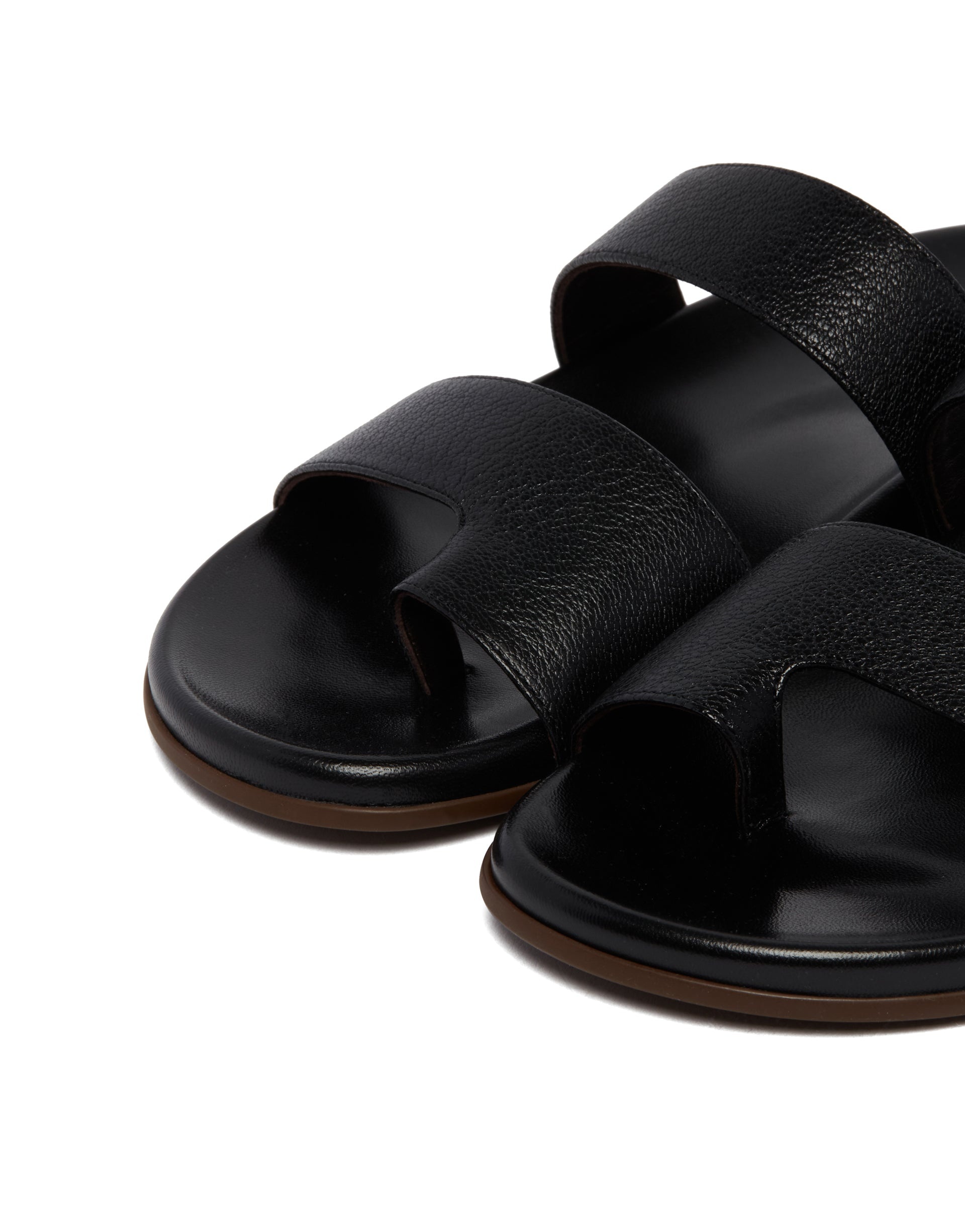 Black Leather Hugh Sandals - 6