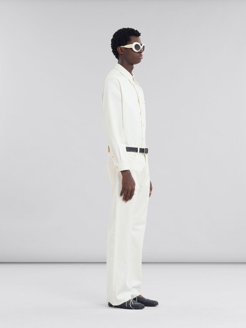 WHITE DRILL SHIRT WITH MARNI MENDING - 5