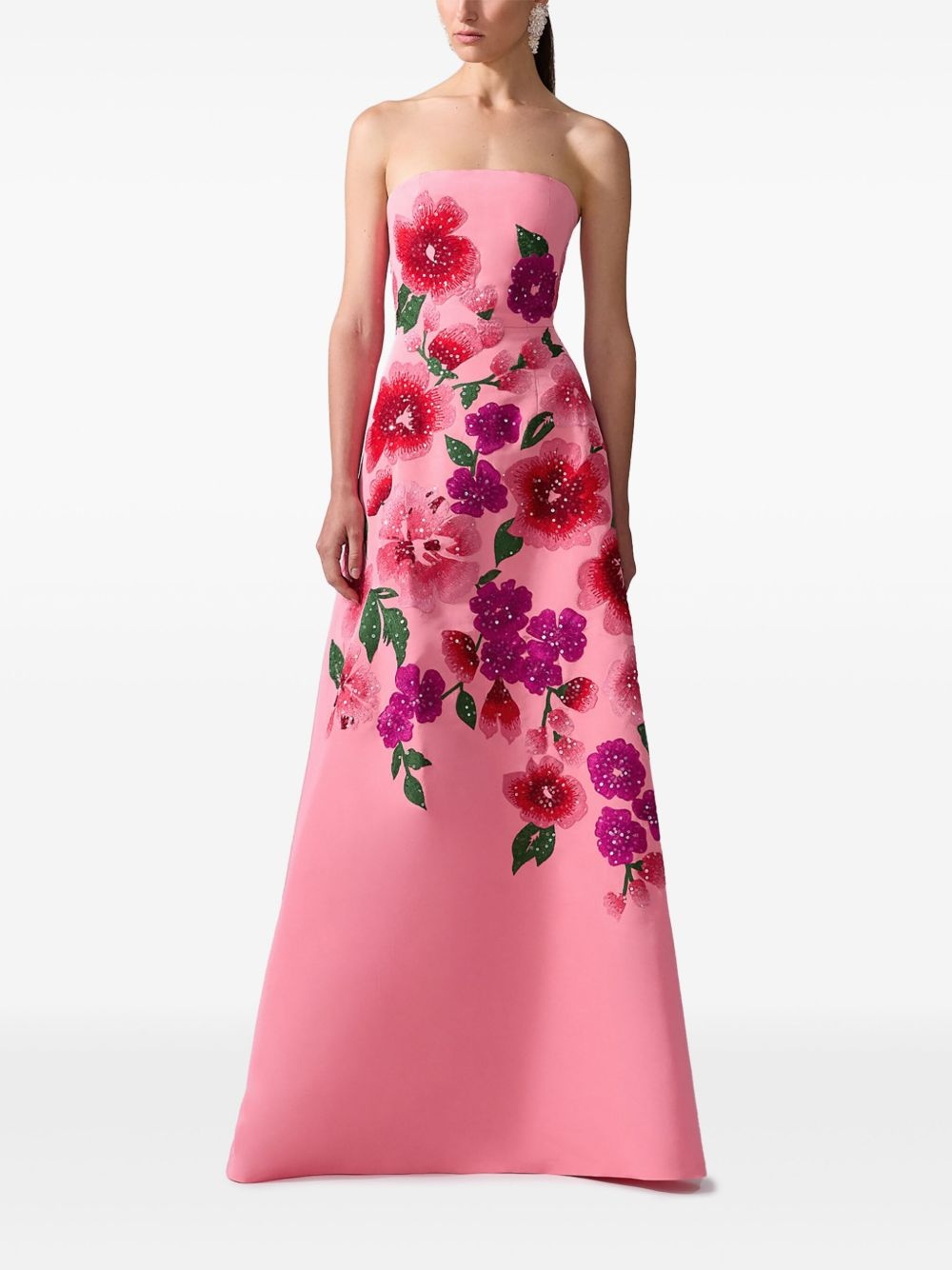 floral-embroidered A-line gown - 2