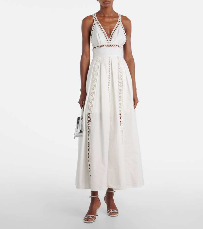 ELIE SAAB Embroidered cotton-blend midi dress outlook