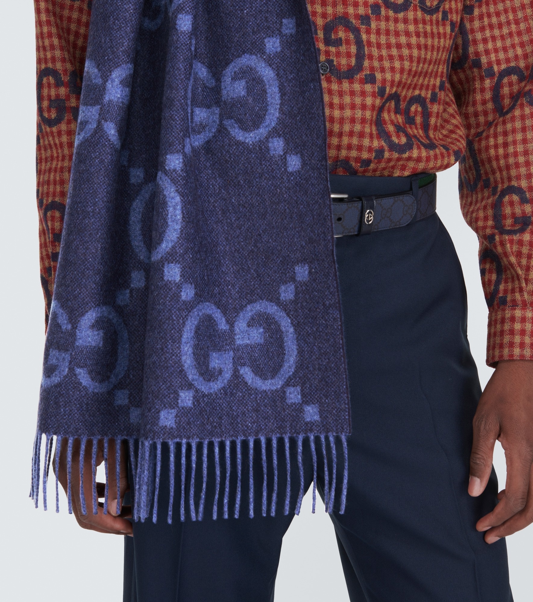 GG cashmere jacquard scarf - 3