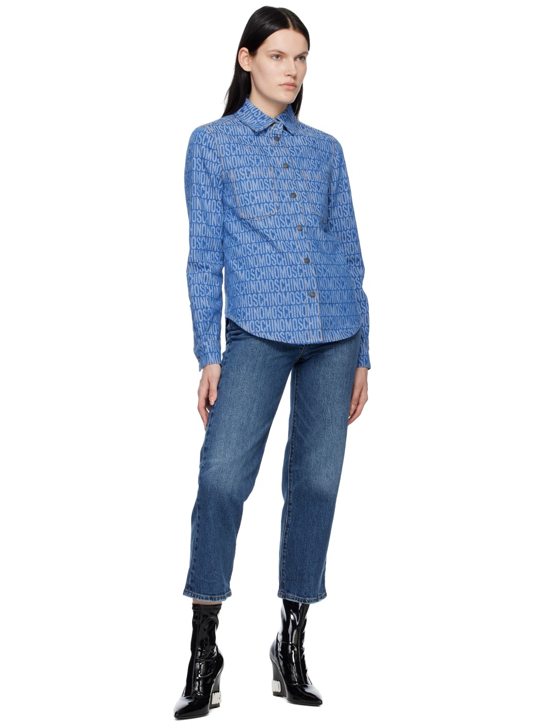 Moschino monogram-print Denim Shirt - Farfetch