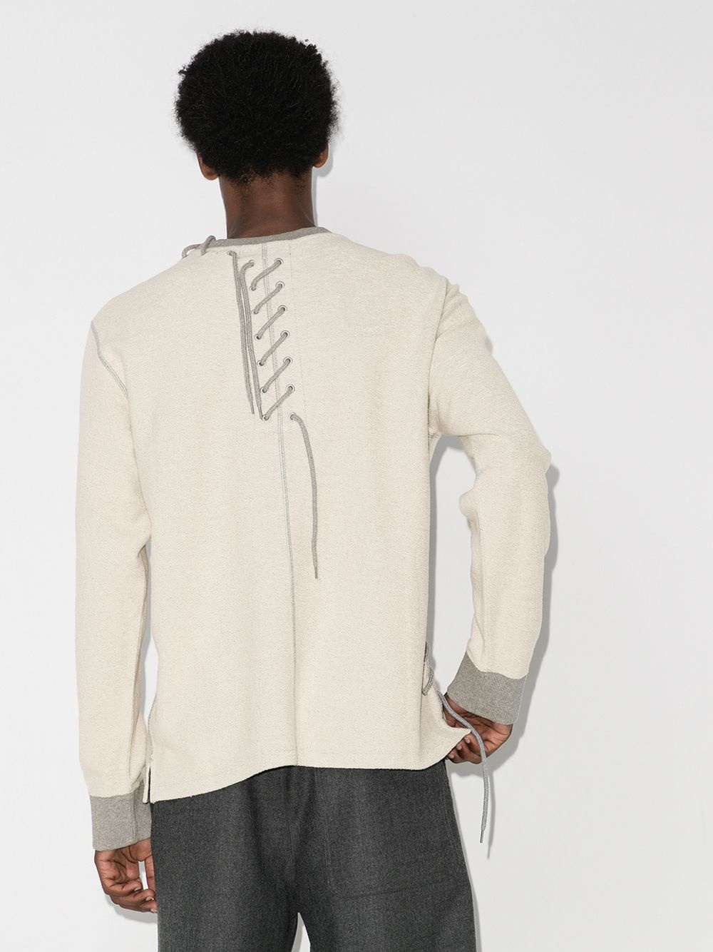 lace-up detail sweatshirt - 3