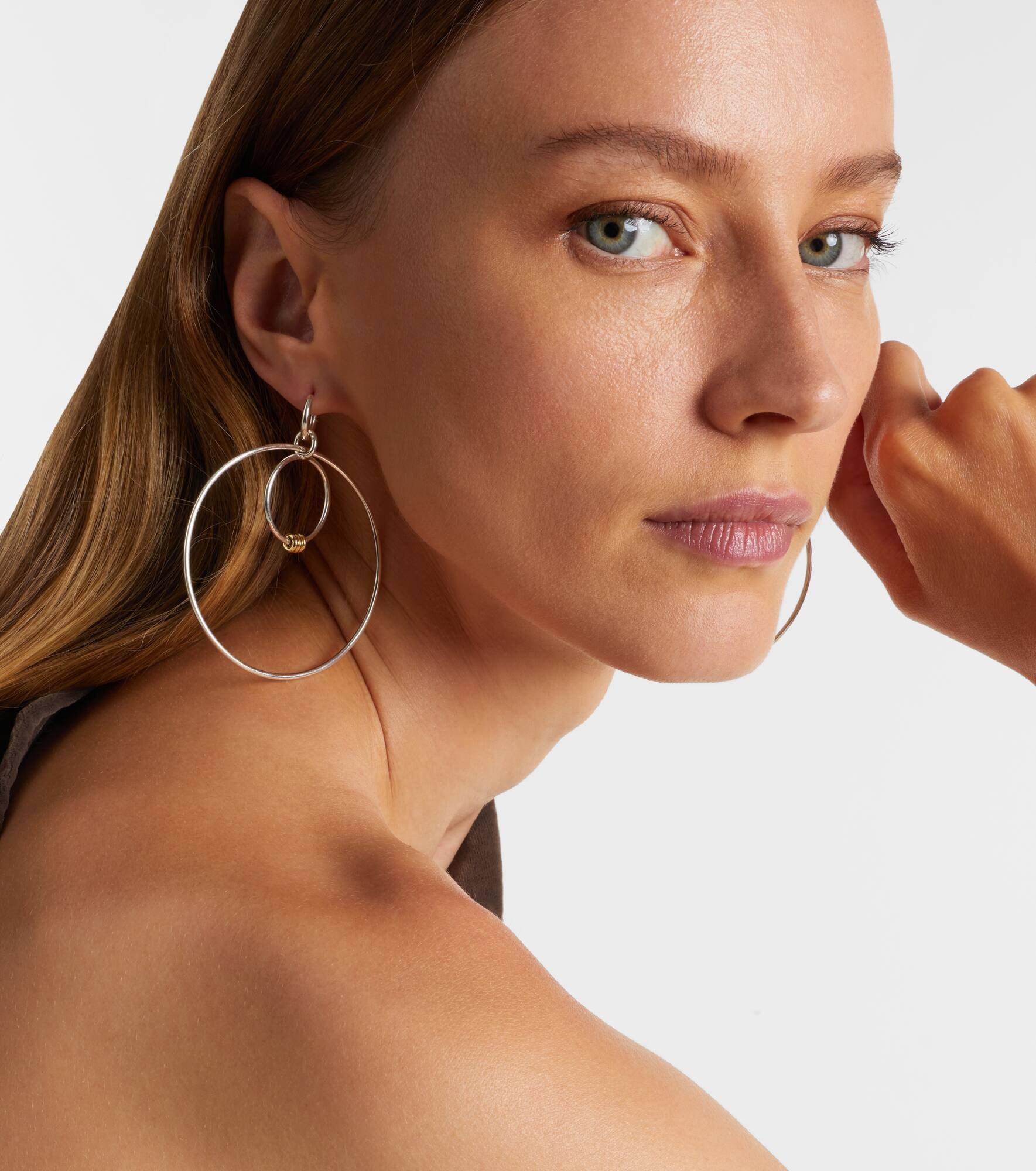 Echo sterling silver and 18kt gold hoop earrings - 2