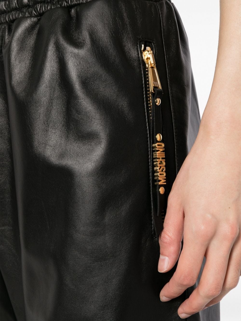 cropped leather track pants - 5