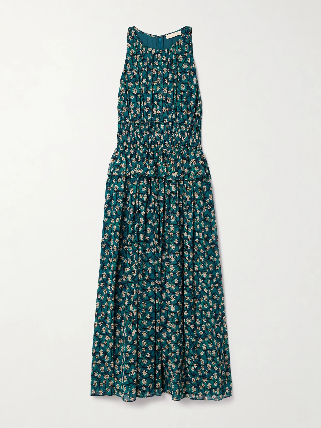Adeline Shirred Floral-print Silk Crepe De Chine Midi Dress - 1