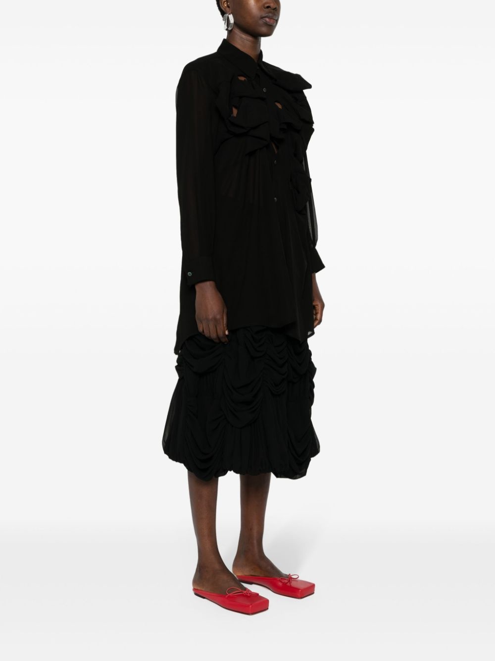 cut-out semi-sheer shirt - 3