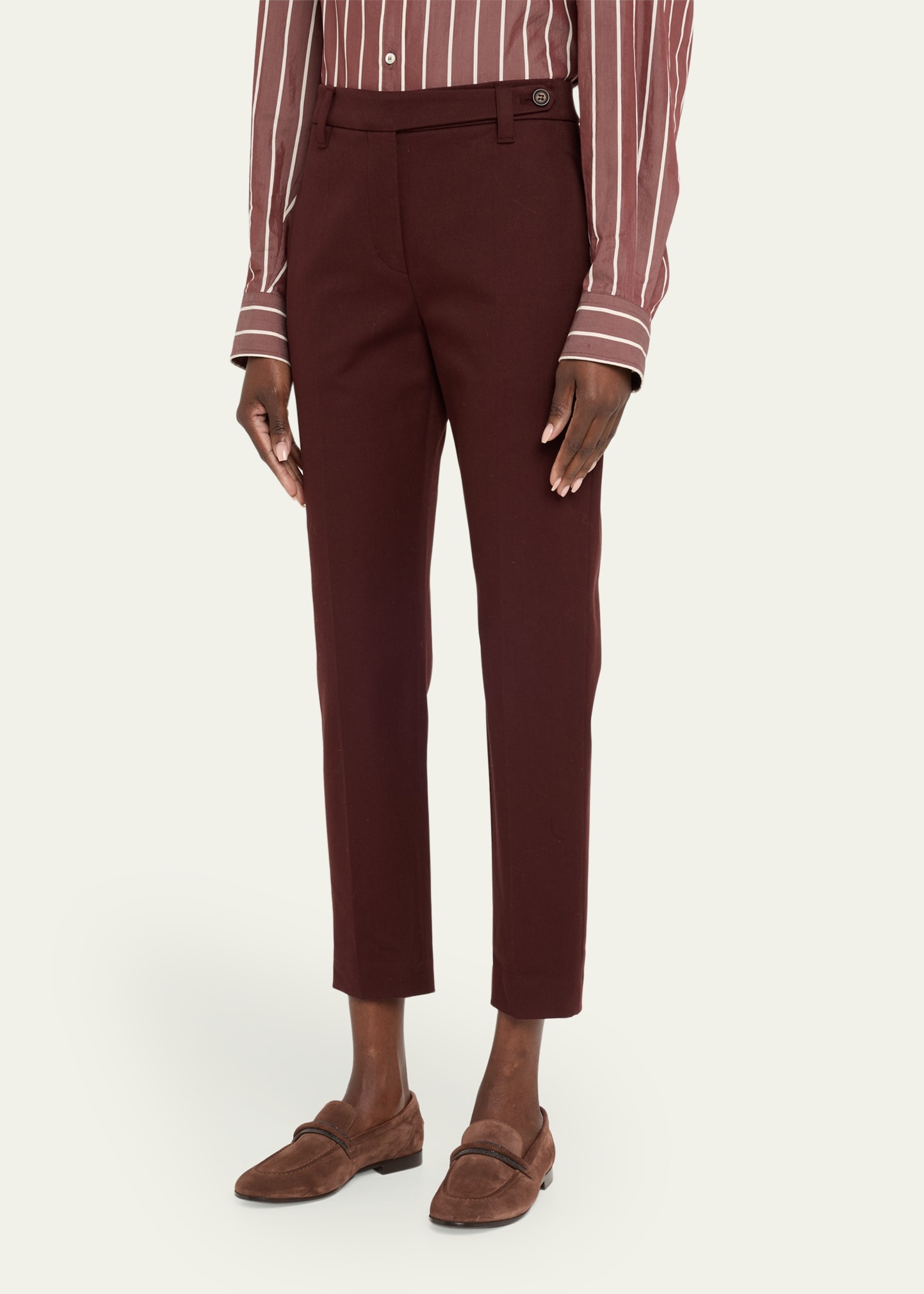 Cotton Twill Slim-Leg Ankle Pants - 4