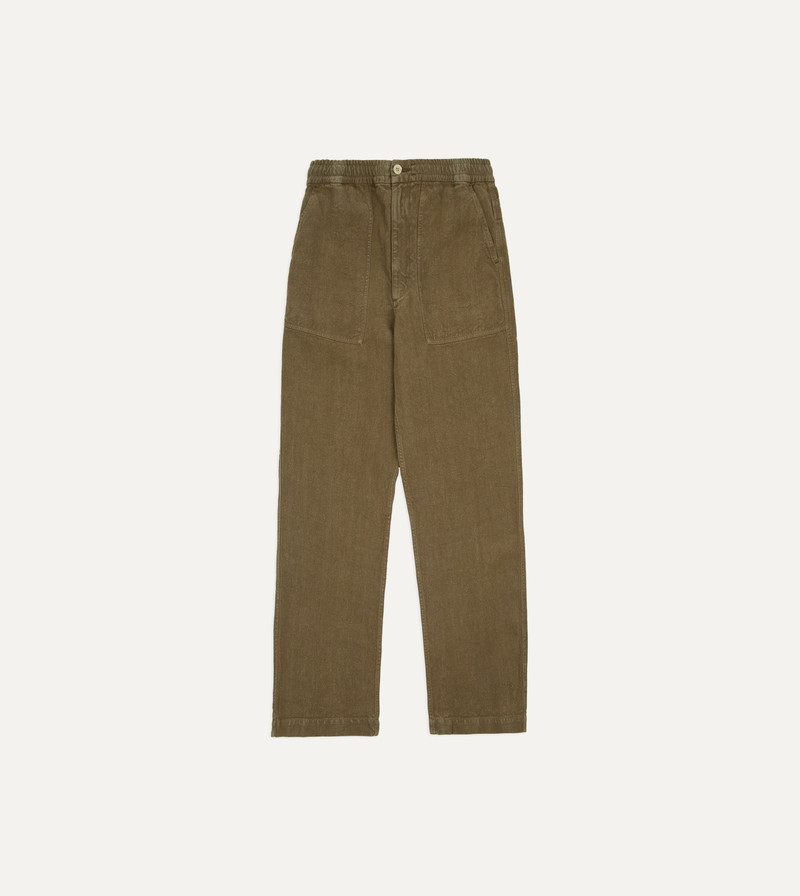 Brown Linen Drawstring Trousers - 1