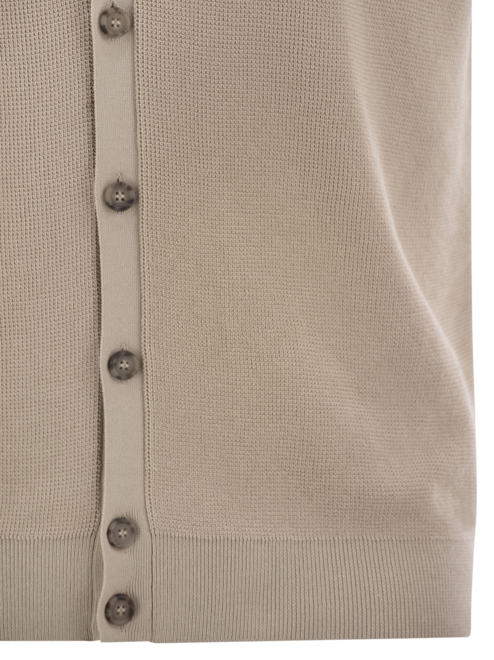 Peserico - Peserico Men Polo Cardigan In Pure Cotton Yarn - 4