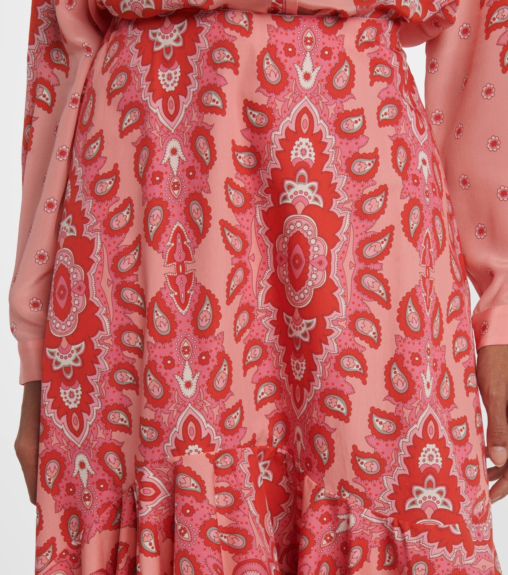 Paisley asymmetric cotton midi skirt - 4