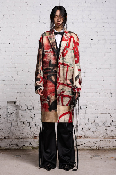 R13 OVERSIZED RAGGED COAT - ABSTRACT PRINT outlook