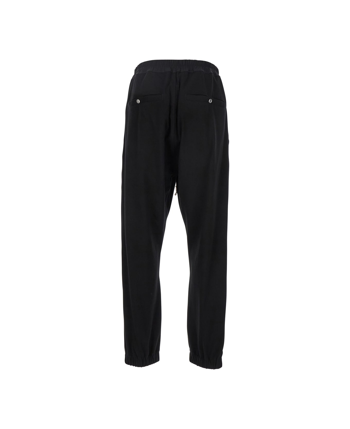 Black Track Pants With Oversized Drawstring In Wool Man - 2