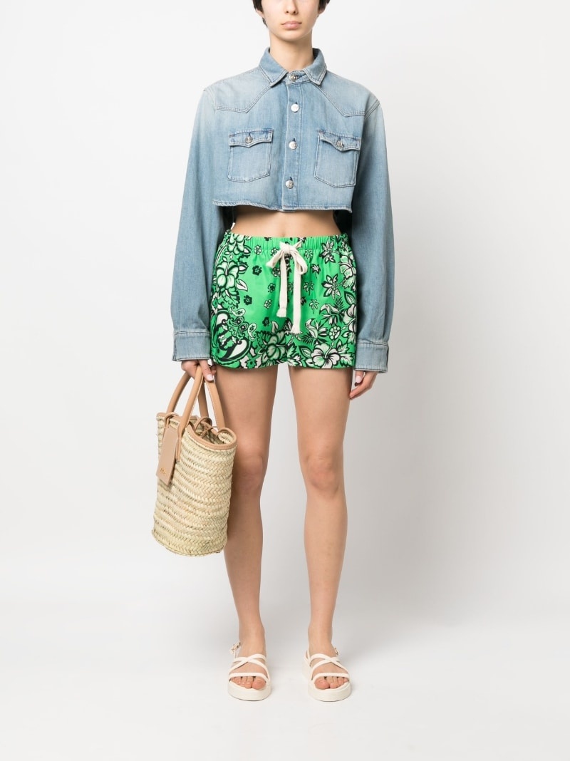 floral-print drawstring shorts - 2