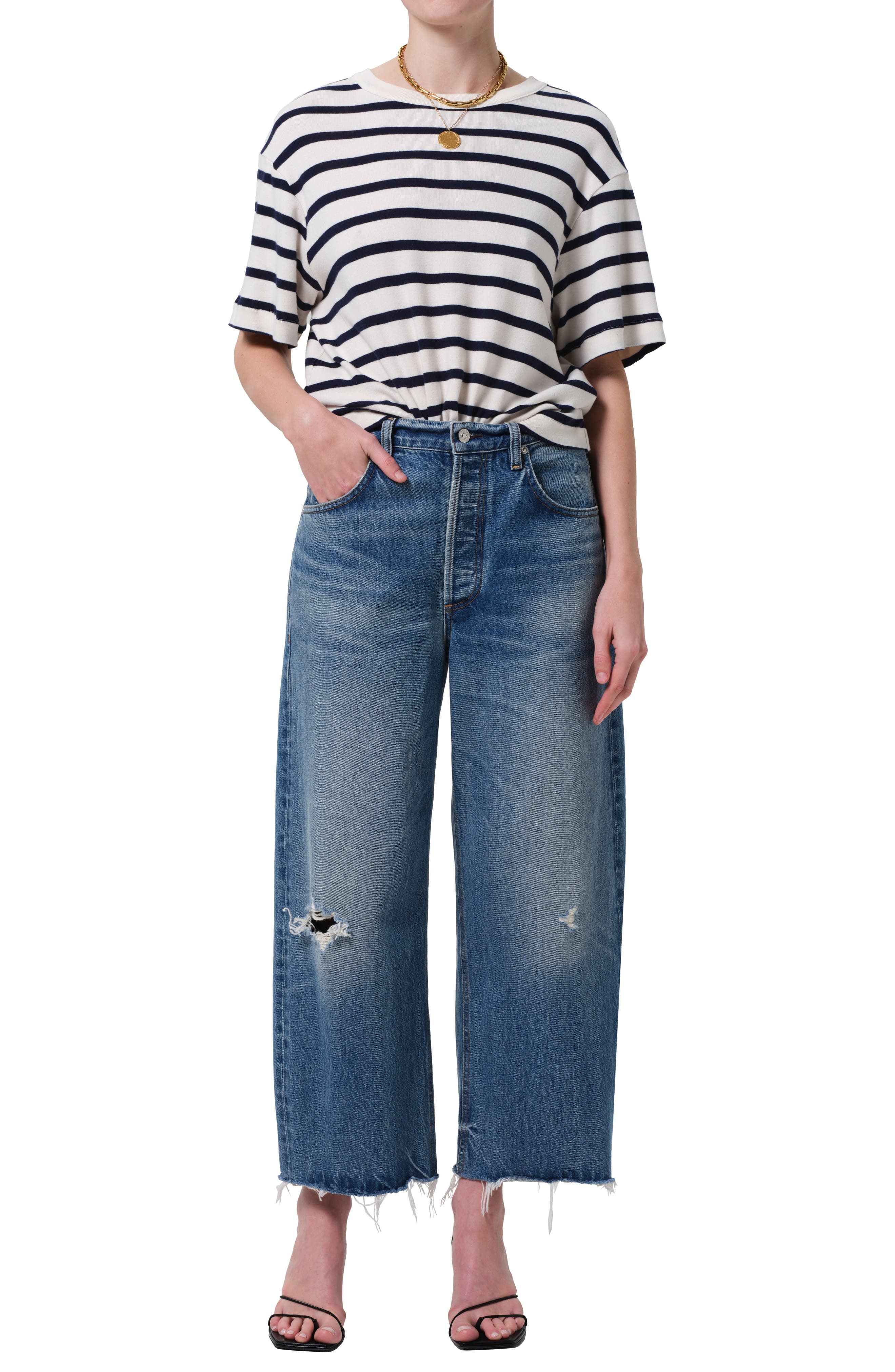 Citizens of Humanity Goldie Stripe Relaxed Fit T-Shirt in Azure Stripe at Nordstrom - 5