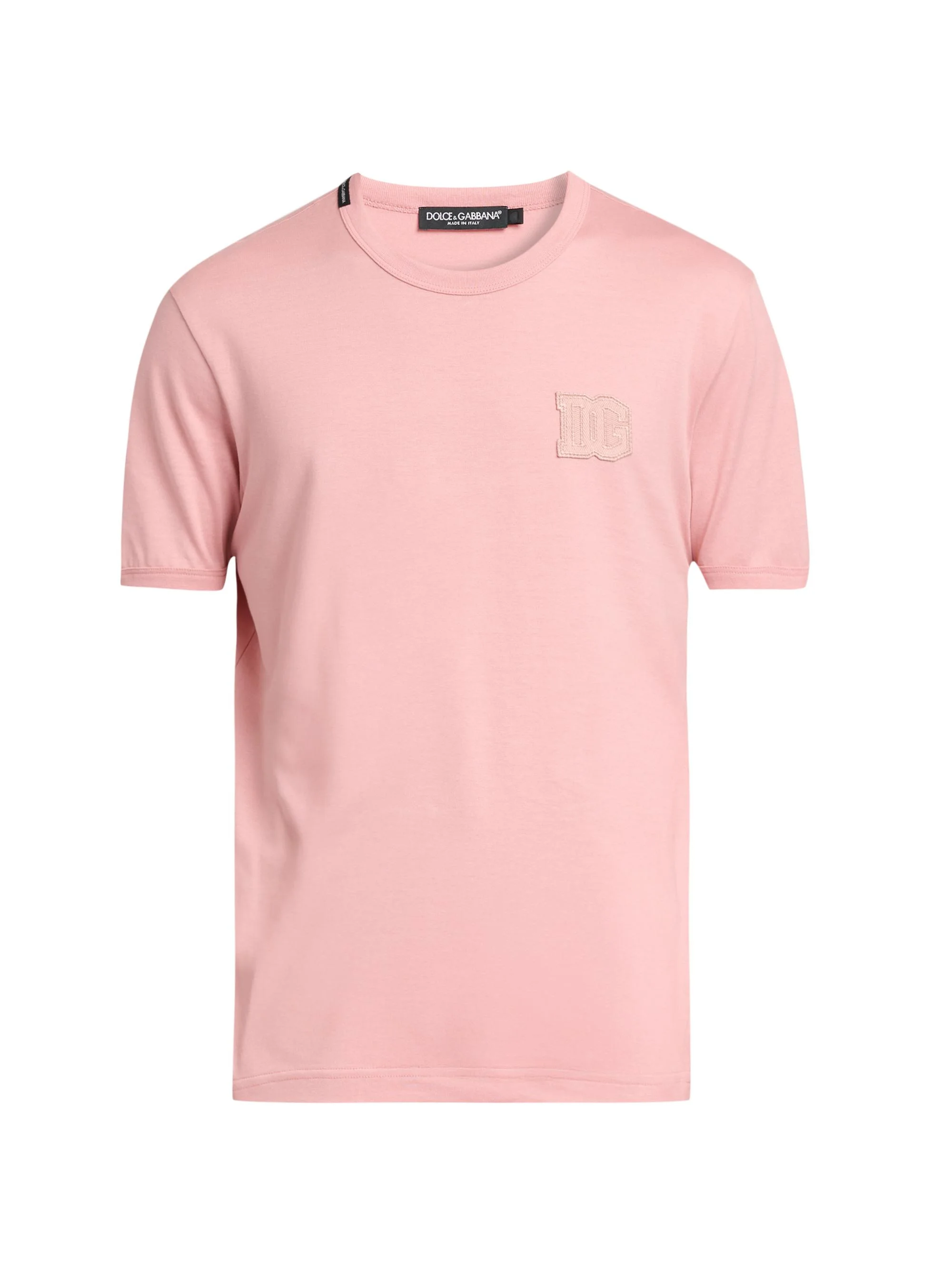 Men's DG Patch Cotton Crewneck T-Shirt - Rosa Polvere Scuro - 1