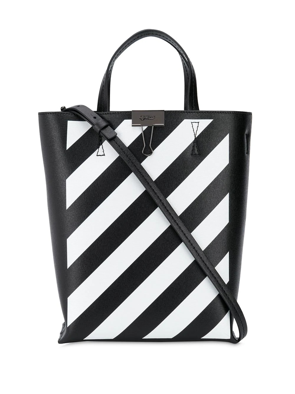 diagonal-stripe tote bag - 6