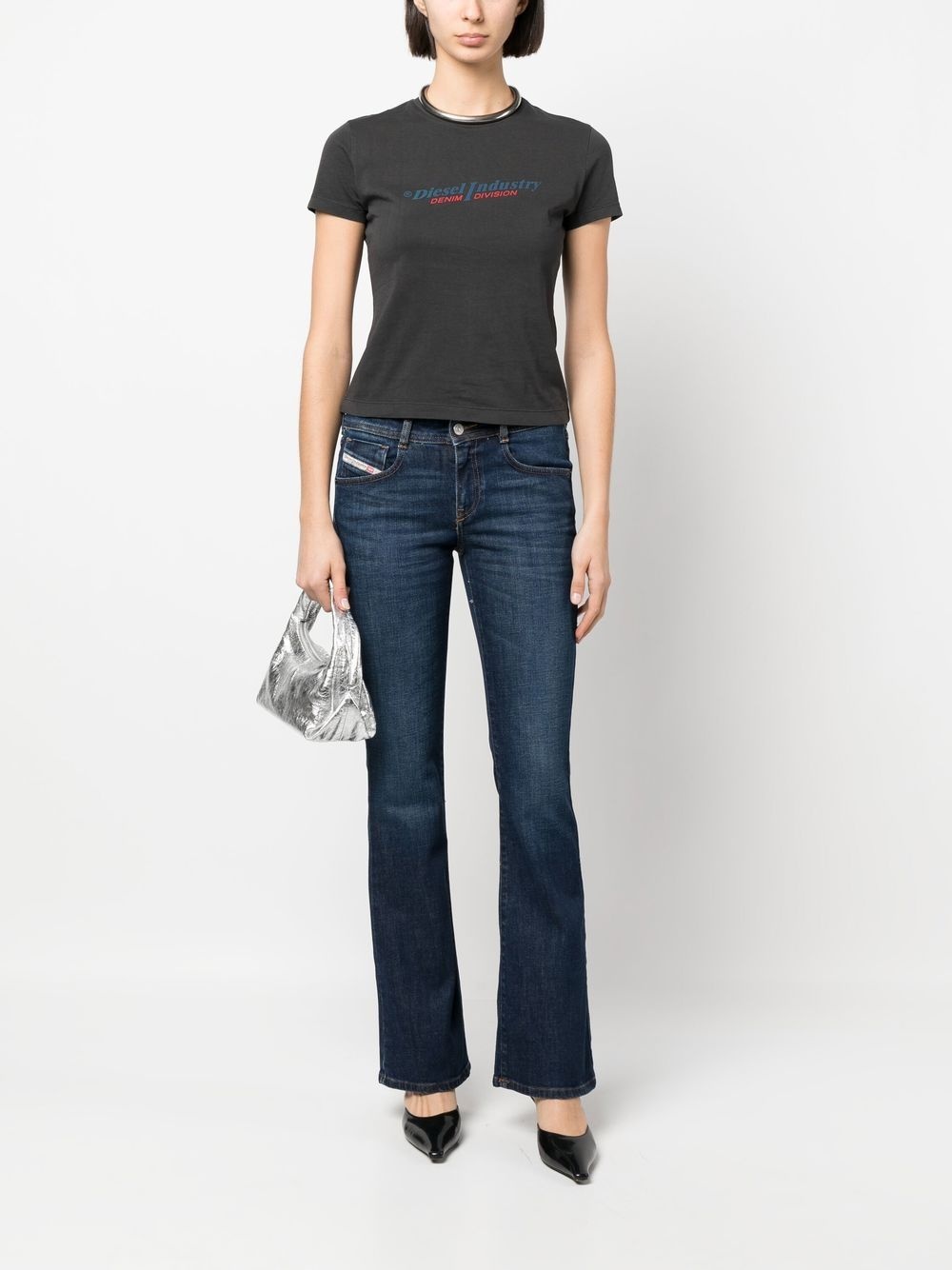 dark wash flared jeans - 3