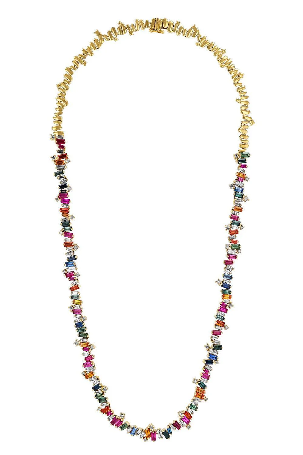 Rainbow Firework Diamond Tennis Necklace - 1
