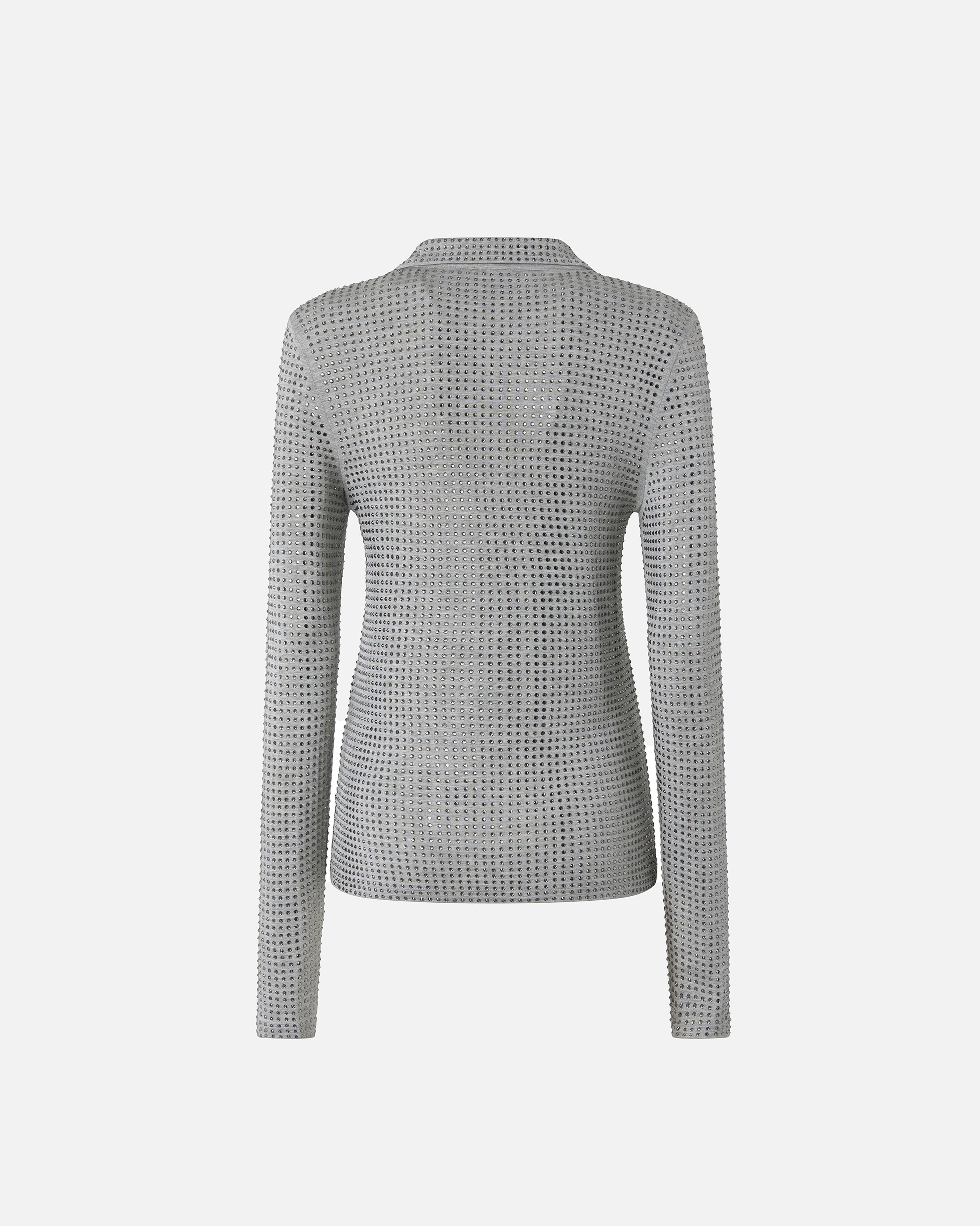 LONG-SLEEVED JERSEY POLO WITH RHINESTONES - 6