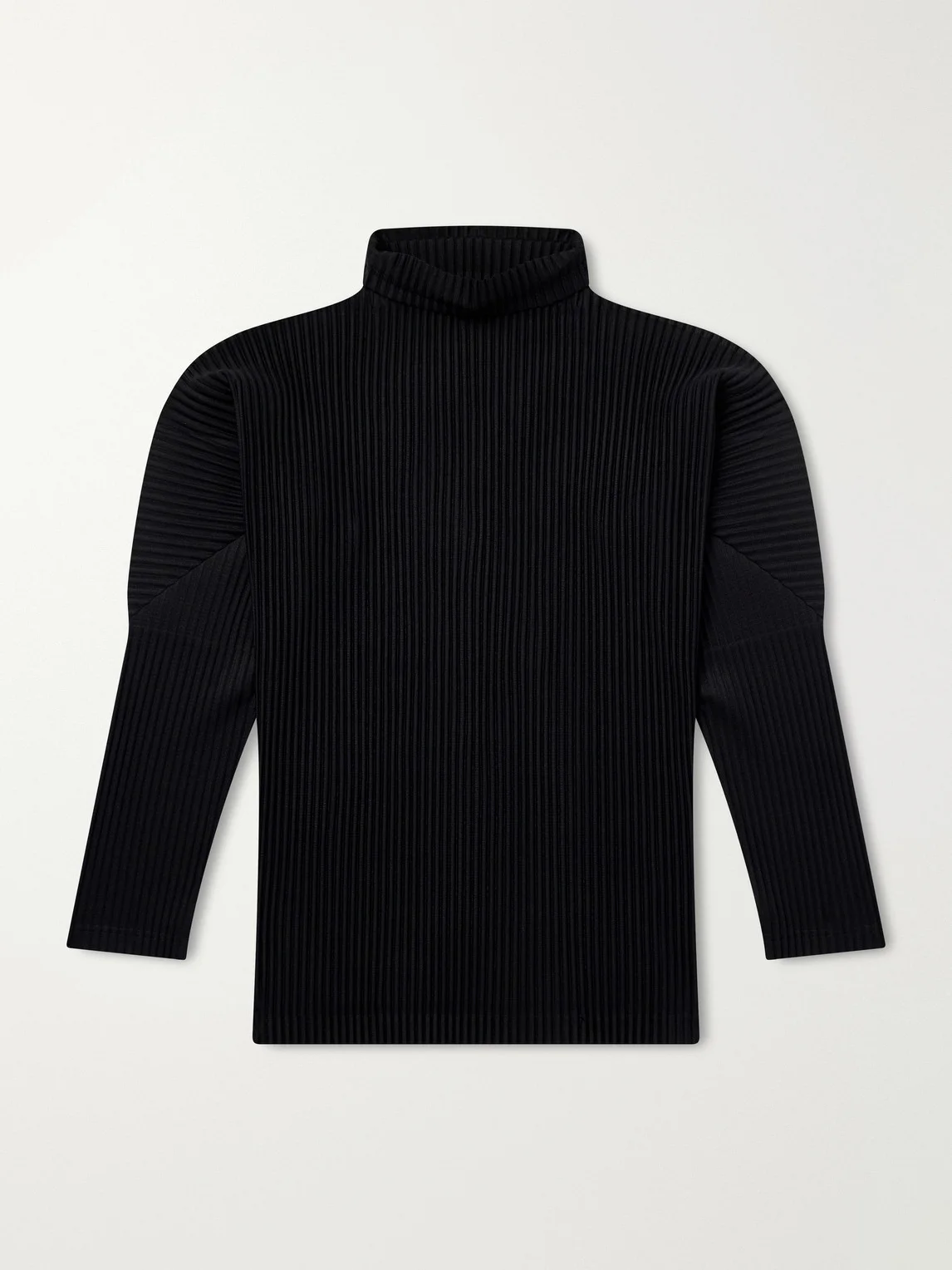 Pleated Mock Neck T-Shirt - 1