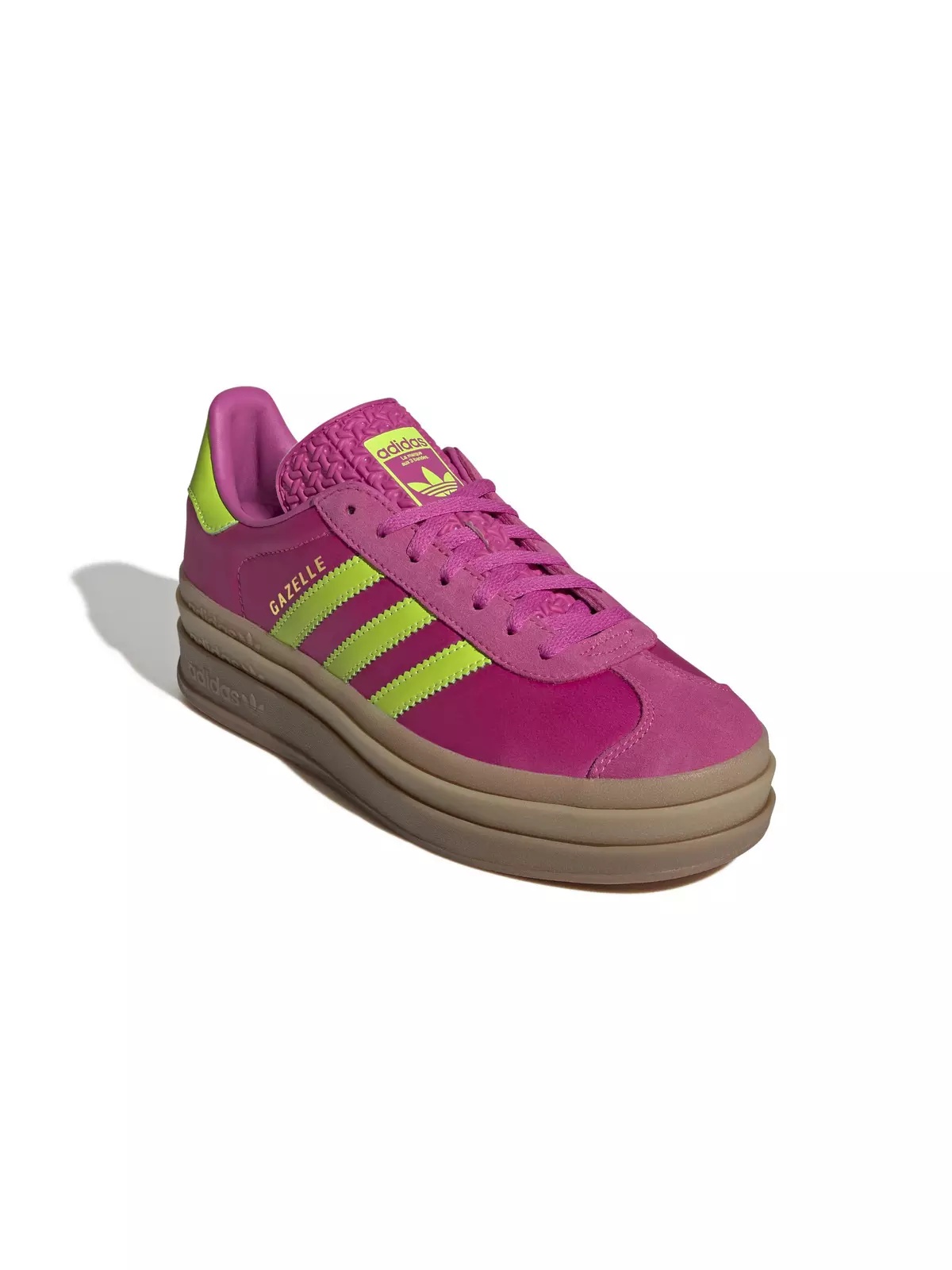 Originals Gazelle Bold "Semi Lucid Fuchsia/Solar Slime/Gold Metallic" Women's Shoe - 5