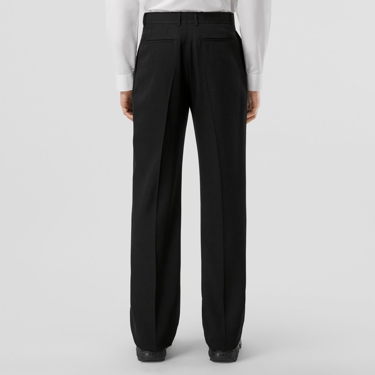 Wide Leg Wool Twill Trousers - 4
