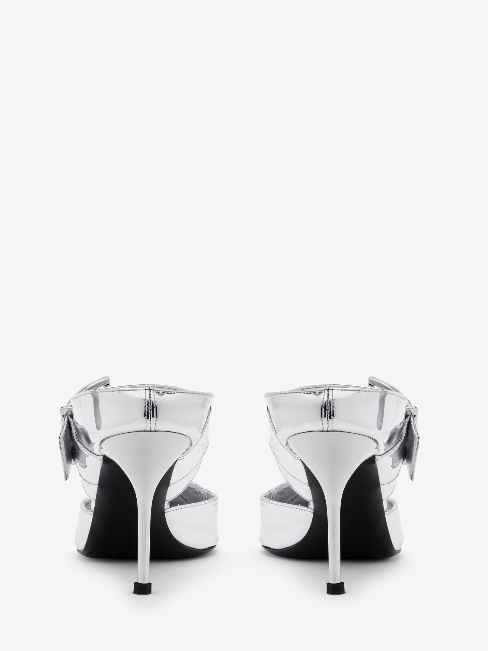Women's Punk Buckle Mule in Silver - 3