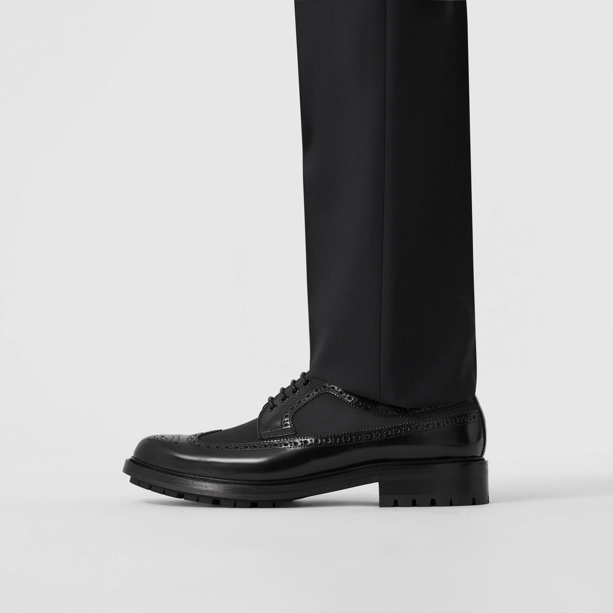 Grosgrain Panel Leather Derby Shoes - 3