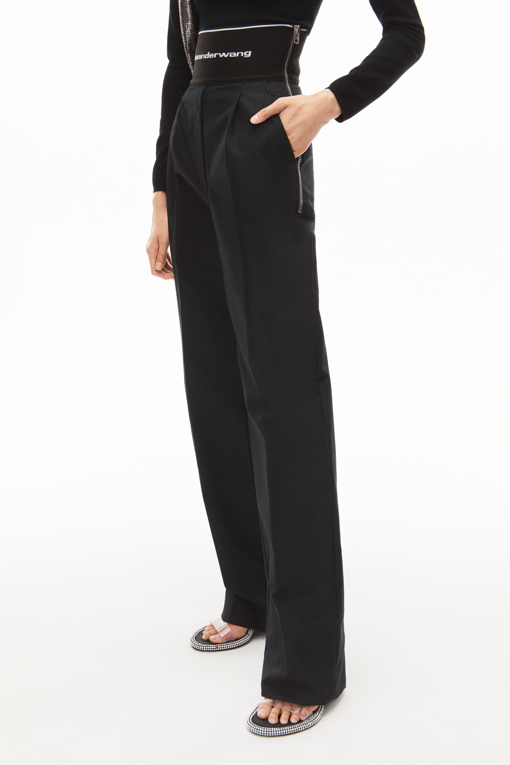 WIDE-LEG TROUSER IN COTTON TAILORING - 3