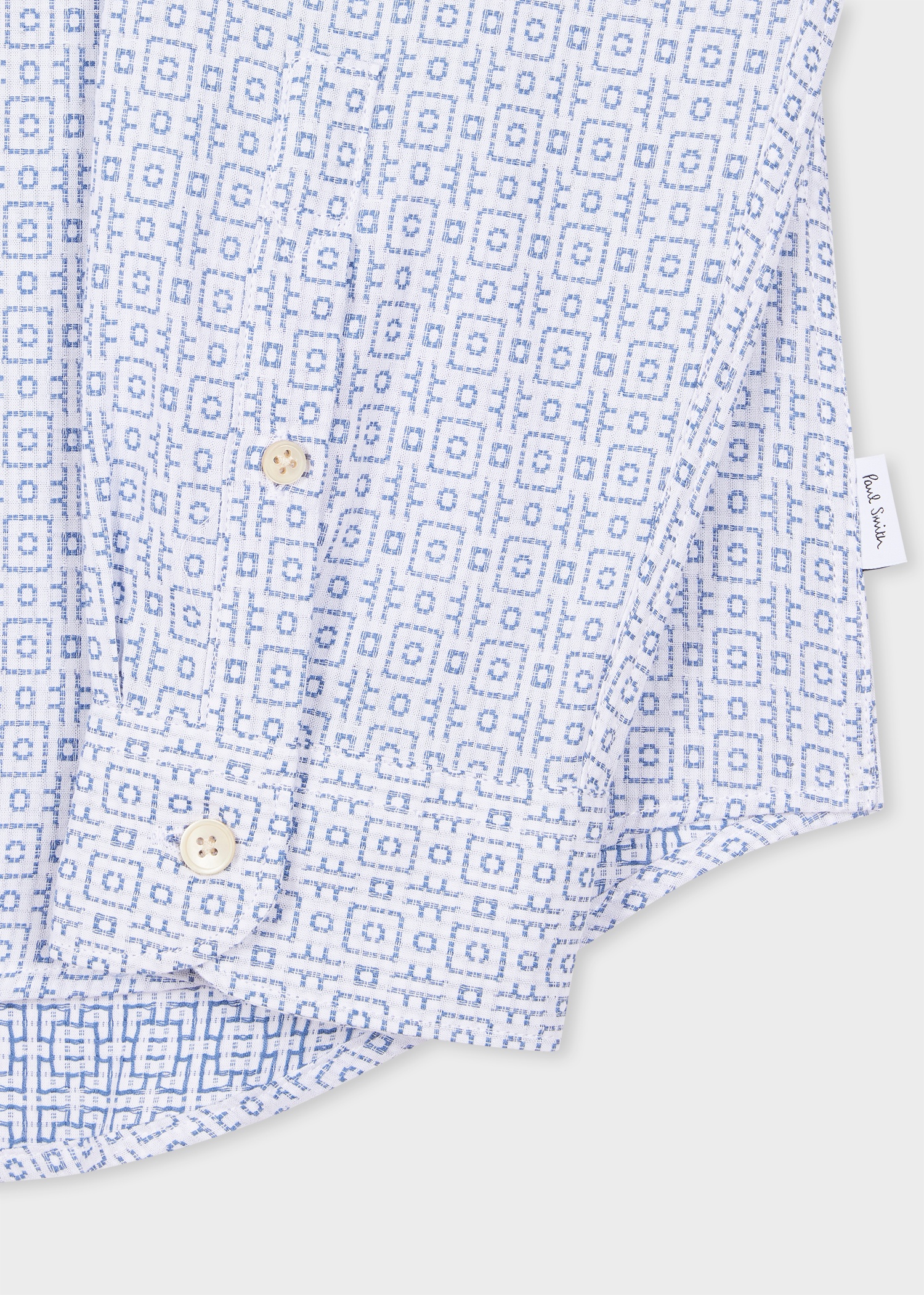 Tailored-Fit White Geometric Dobby Cotton Shirt - 2