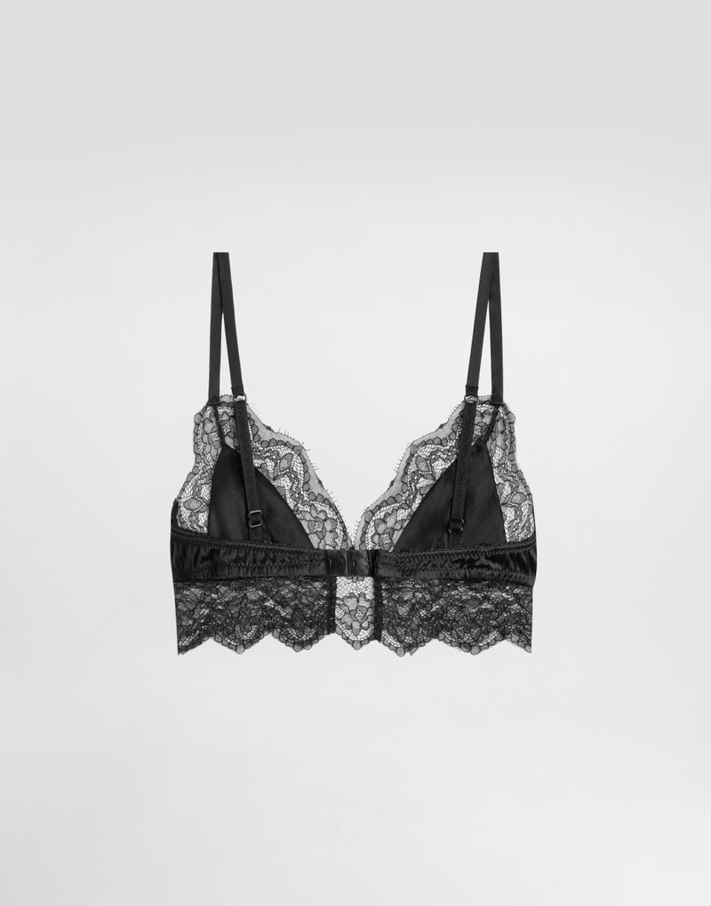 Dolce & Gabbana Soft-cup satin bralette with lace detailing outlook