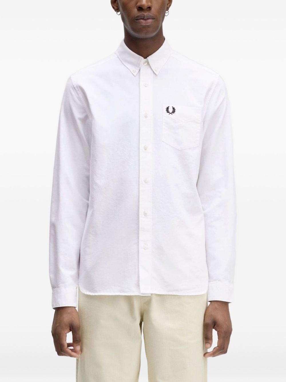 logo-embroidered button-down shirt - 2