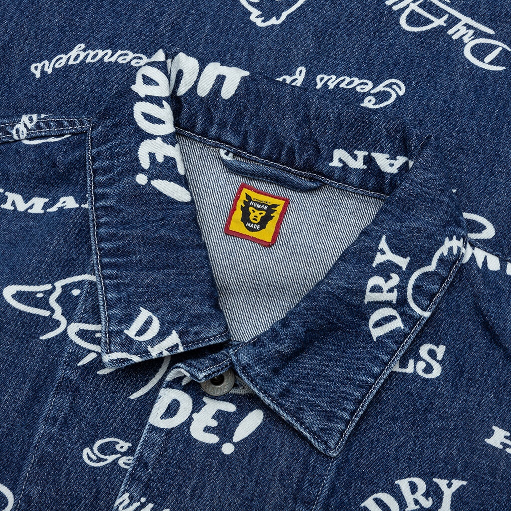 PRINTED DENIM COVERALL JACKET - INDIGO - 3