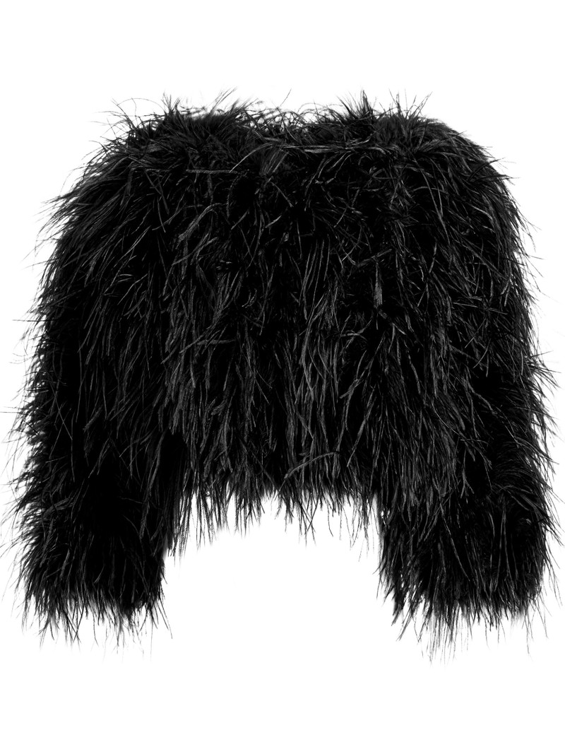 Alice + Olivia KIDMAN FEATHERED BOXY JACKET outlook