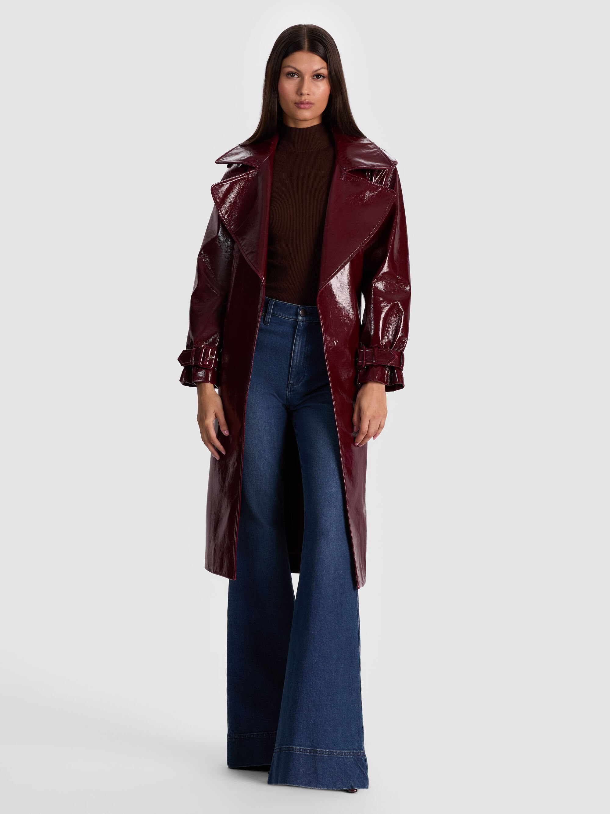 NEVADA VEGAN LEATHER TRENCH COAT - 3