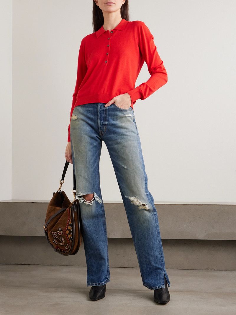 RÙADH Dea Embroidered Merino Wool Polo Sweater outlook