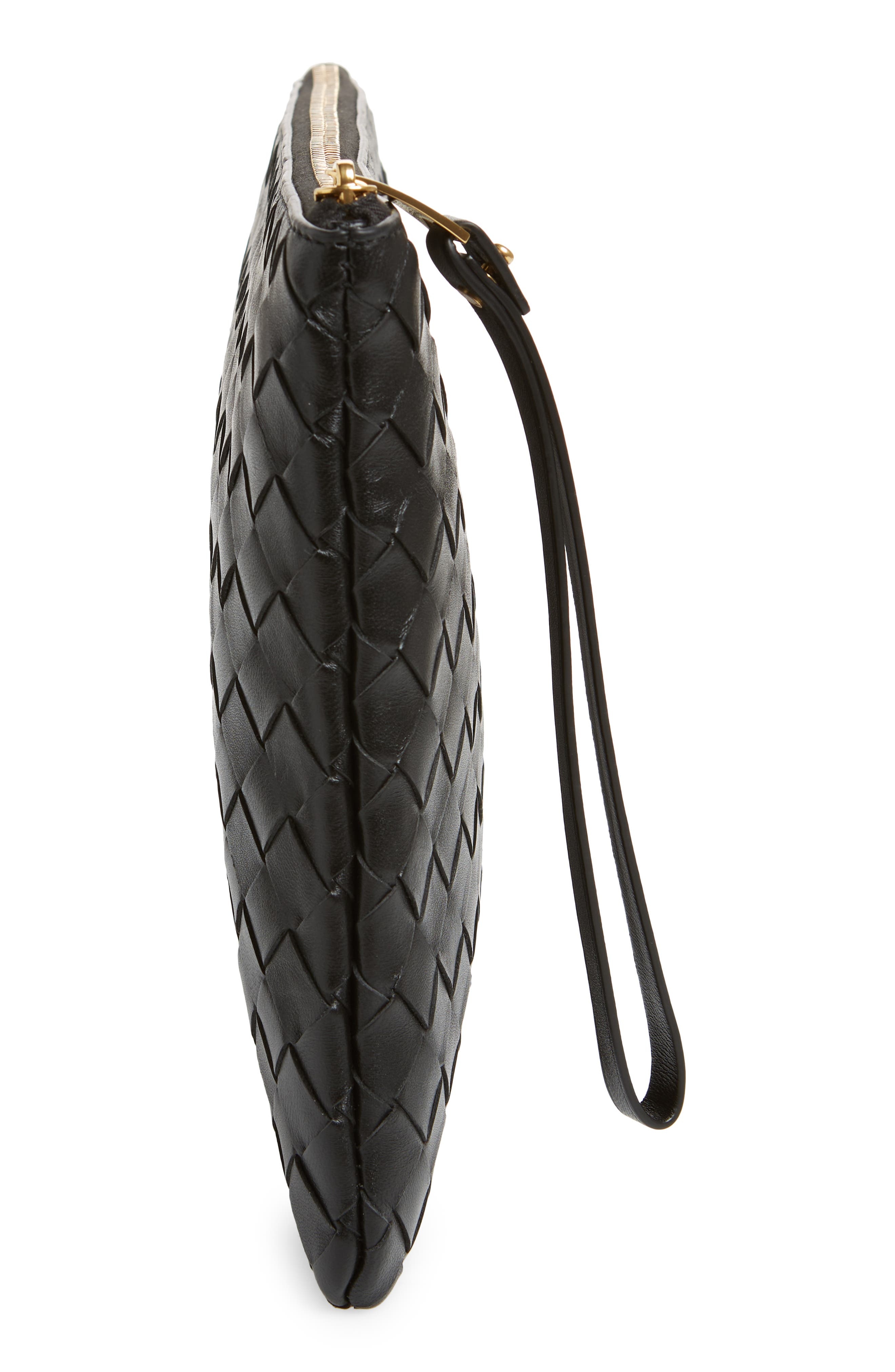 Bottega Veneta Intrecciato Leather Pouch in Black-Gold at Nordstrom - 5