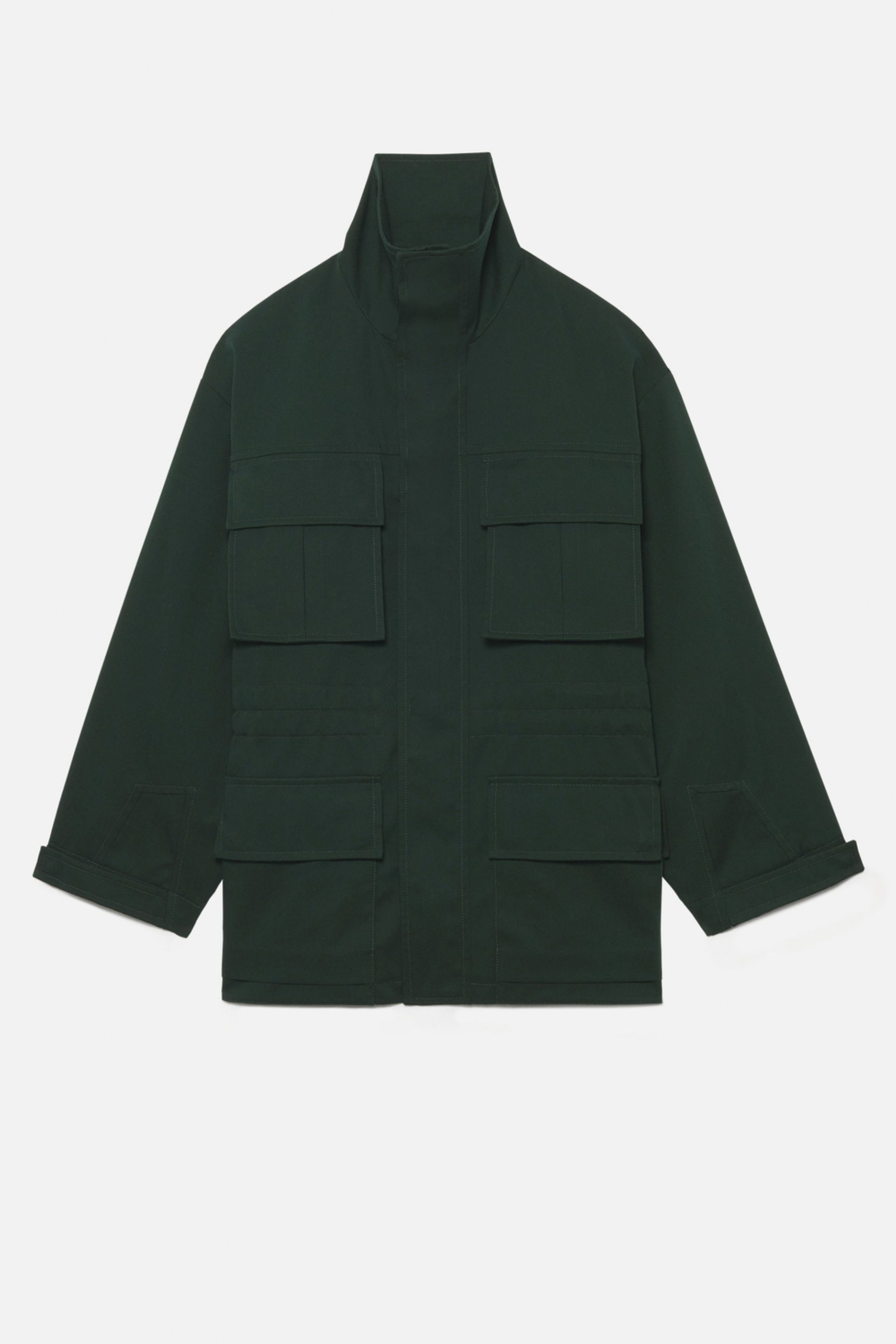 Zipped Parka With Elasticated Waist And Patch Pockets - 1