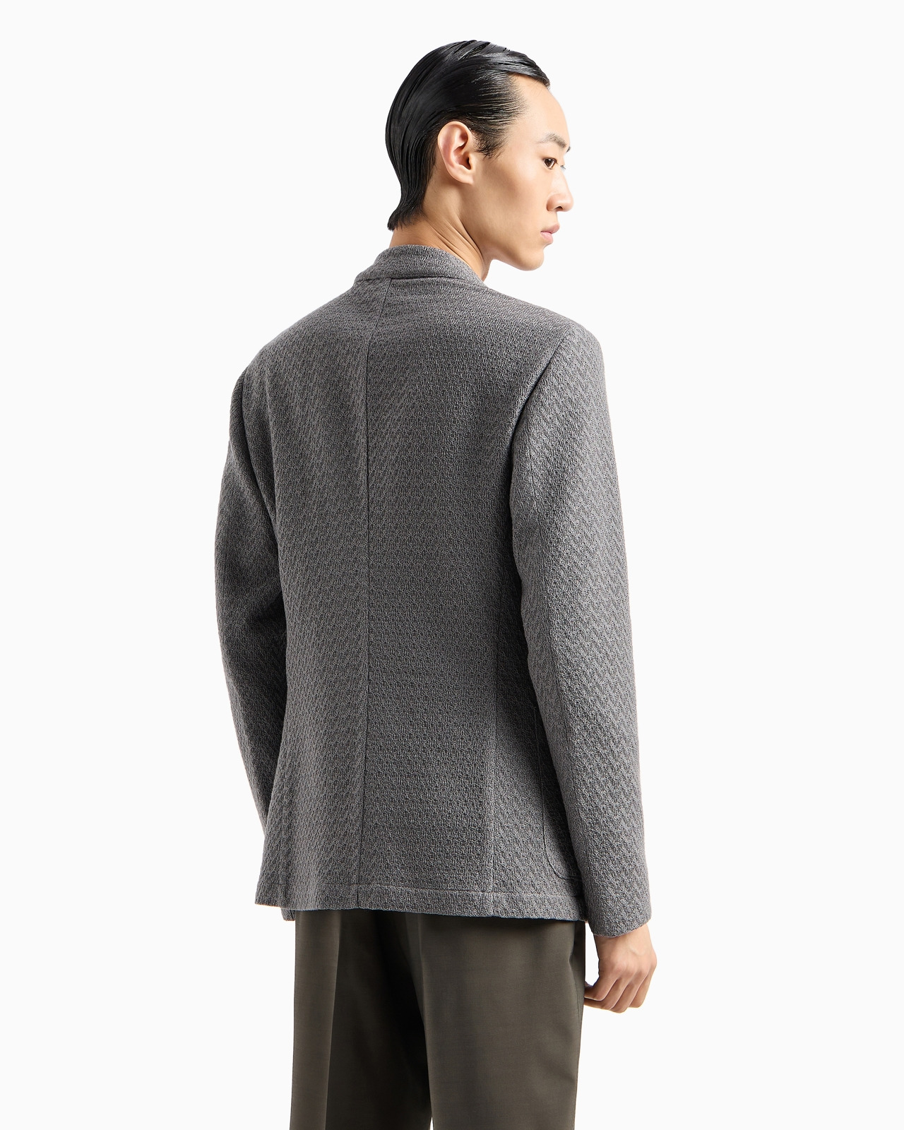 Ultra-lightweight, virgin-wool jacquard knit single-breasted jacket - 3