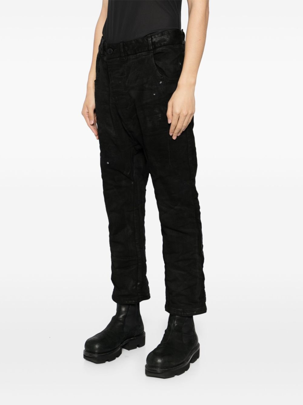 asymmetric drop-crotch jeans - 3
