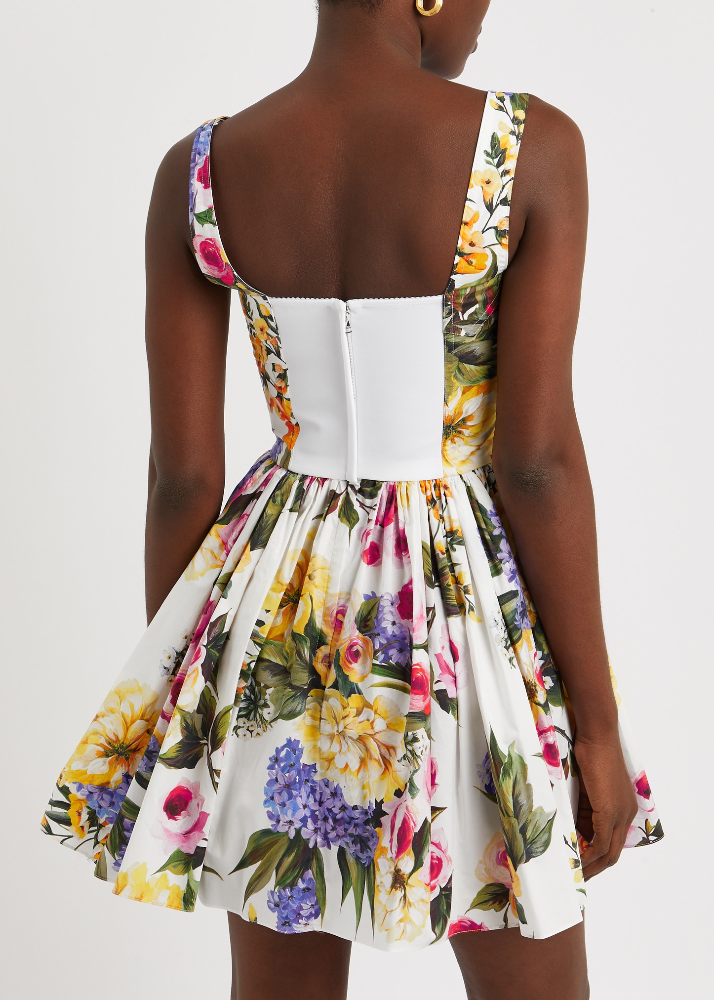 Floral-print cotton mini dress - 3