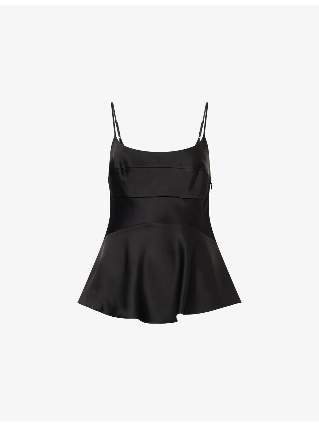 Spaghetti-Strap Peplum-Waist Satin Top - 1