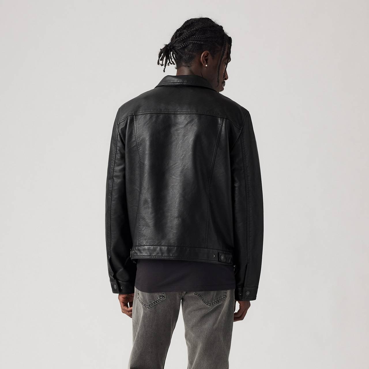FAUX LEATHER TRUCKER JACKET - 2