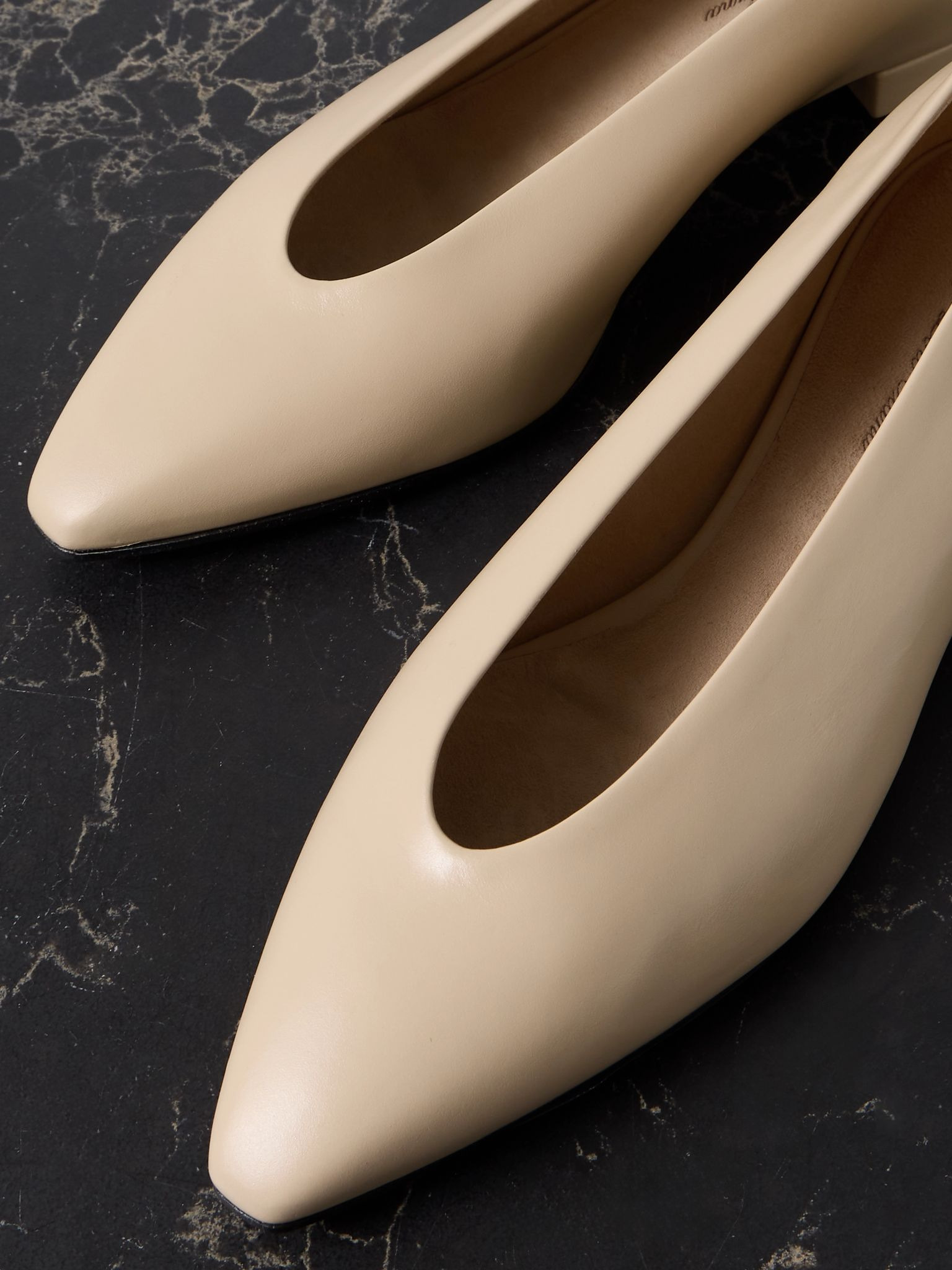 Rebecca leather point-toe flats Beige - 4