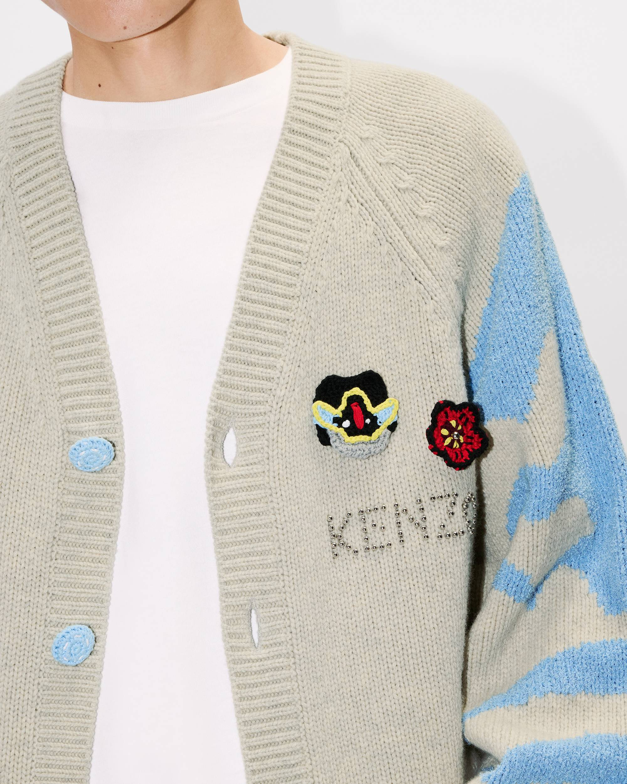 'KENZO Pachinko' embroidered cardigan in wool cotton - 6