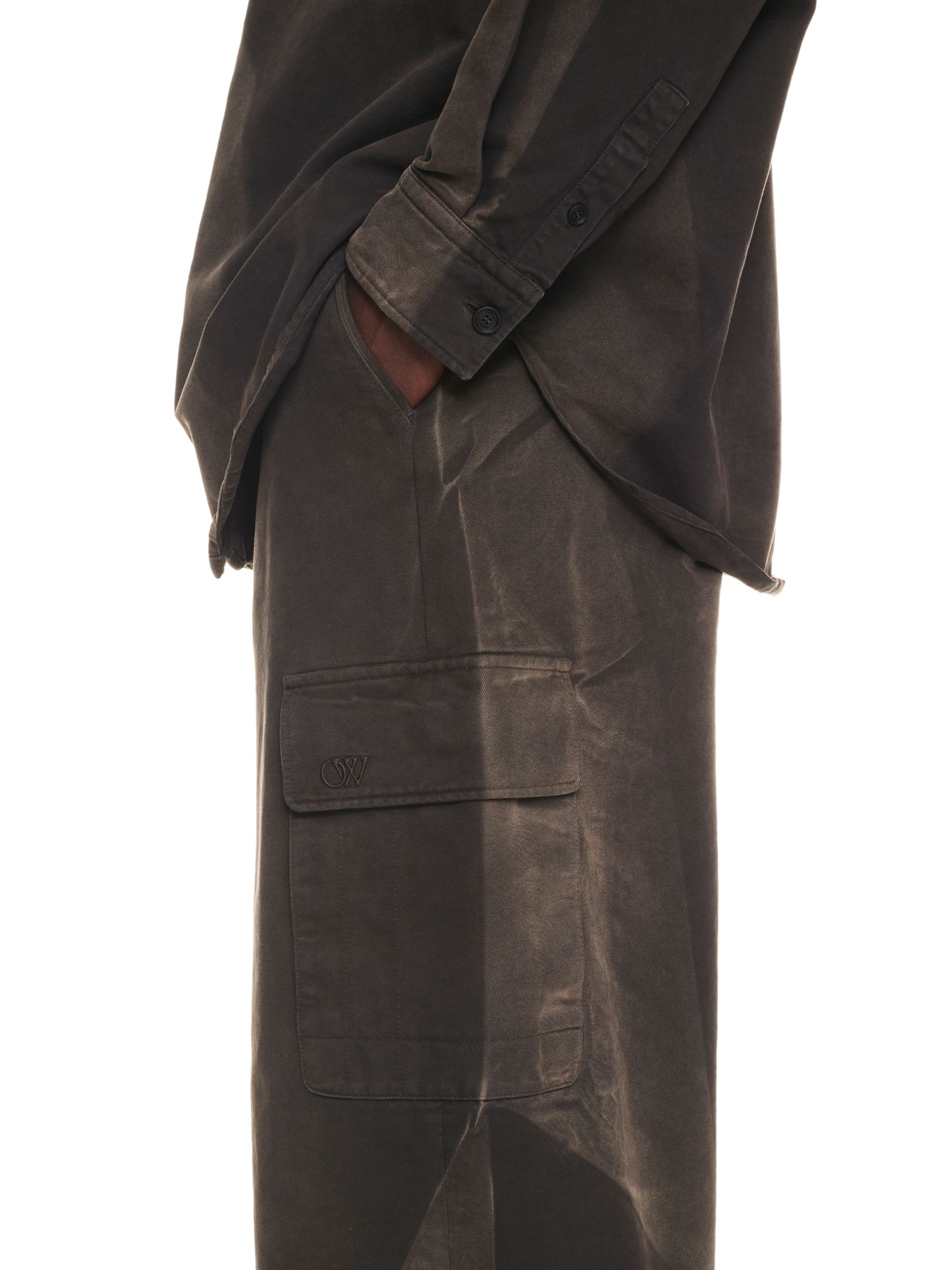 Ow Emb Garmdyed Cargo Pant Anthracite An - 5